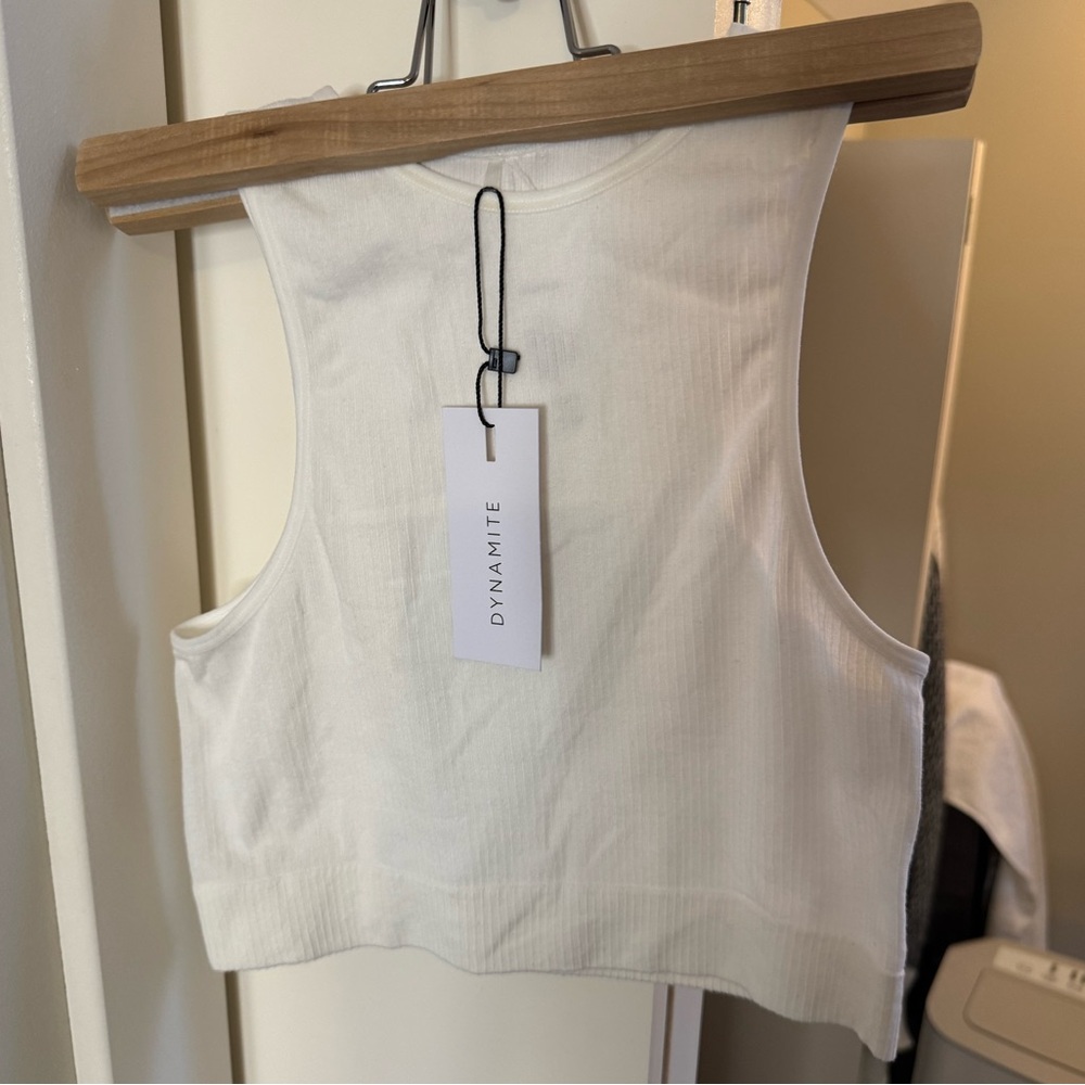 Dynamite Cream Ribbed Tank Top - Picture 6 of 7